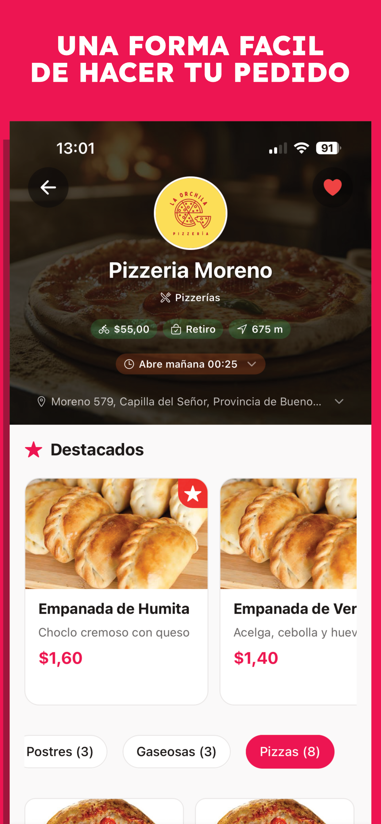 App Delivery Exaltación pantalla 2
