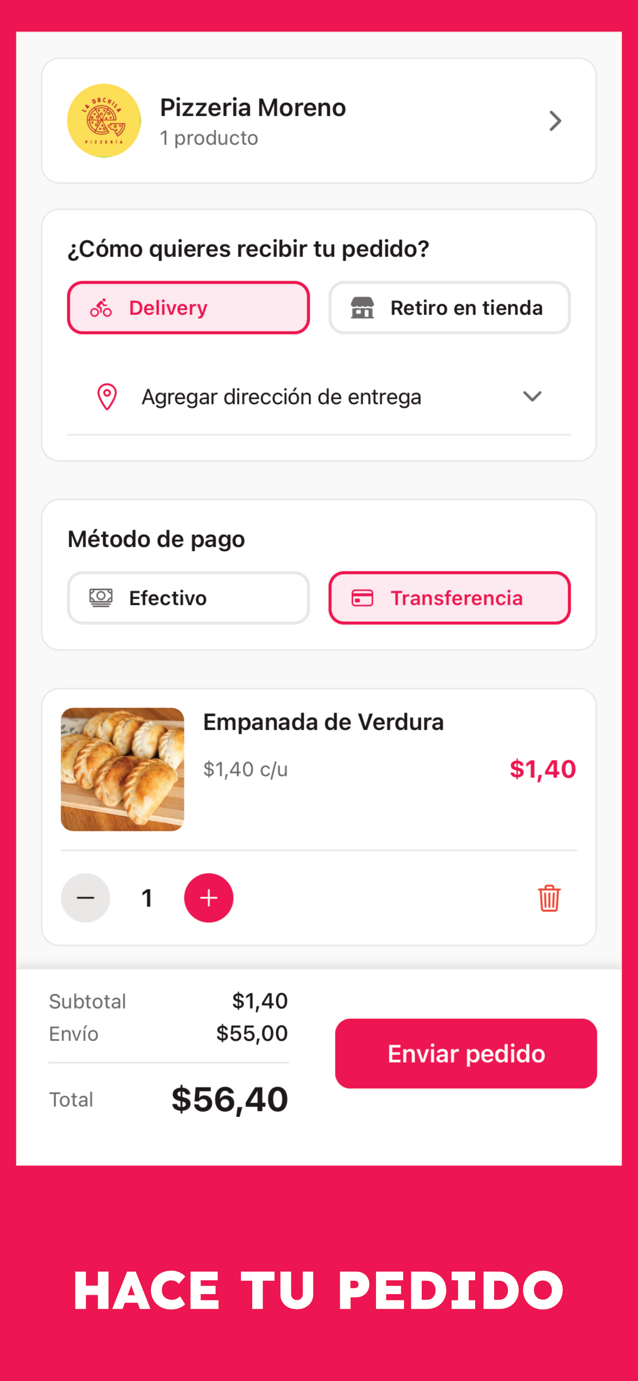 App Delivery Exaltación pantalla 4